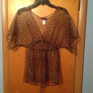 Leopard Print Sheer Blouse